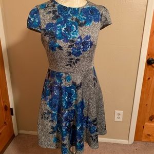 Betsey Johnson a-line dress, blue flowers, size 10